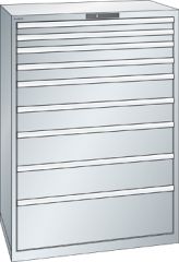 Schubladenschrank 9 Schubladen 1023x725x1450 RAL 7035 Lista 54x36E 78.296.020