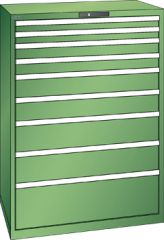 Schubladenschrank 9 Schubladen 1023x725x1450 RAL 6011 Lista 54x36E 78.306.030