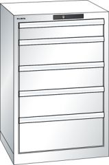 Schubladenschrank 5 Schubladen 564x572x850 RAL 9010 Lista 27x27E 78.100.110