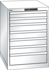 Schubladenschrank 7 Schubladen 564x725x800 RAL 9010 Lista 27x36E 78.136.110