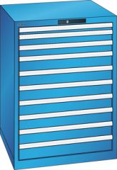 Schubladenschrank 10 Schubladen 717x725x1000 RAL 5012 Lista 36x36E 78.181.010