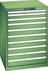 Schubladenschrank 10 Schubladen 717x725x1000 RAL 6011 Lista 36x36E 78.180.030