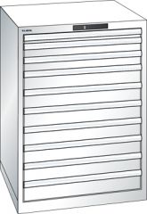 Schubladenschrank 10 Schubladen 717x725x1000 RAL 9010 Lista 36x36E 14.507.110