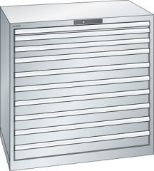 Schubladenschrank 10 Schubladen 1023x725x1000 RAL 7035 Lista 54x36E 78.305.020