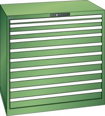 Schubladenschrank 10 Schubladen 1023x725x1000 RAL 6011 Lista 54x36E 78.190.030