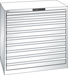 Schubladenschrank 10 Schubladen 1023x725x1000 RAL 9010 Lista 54x36E 78.190.110