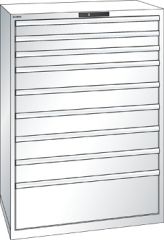 Schubladenschrank 9 Schubladen 1023x725x1450 RAL 9010 Lista 54x36E 78.307.110