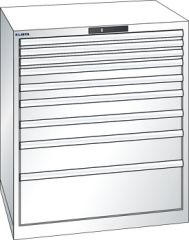 Schubladenschrank 9 Schubladen 870x725x1000 RAL 9010 Lista 45x36E 78.703.110