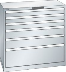 Schubladenschrank 6 Schubladen 1023x572x1000 RAL 7035 Lista 54x27E 78.756.020