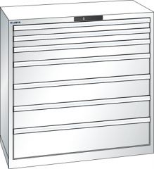 Schubladenschrank 7 Schubladen 1023x572x1000 RAL 9010 Lista 54x27E 78.761.110