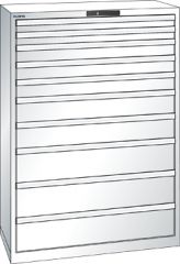 Schubladenschrank 10 Schubladen 1023x572x1450 RAL 9010 Lista 54x27E 78.772.110
