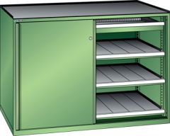 Schubladenschrank Schiebetren 1430x627x1020 RAL 6011 Lista 36x27E 79.425.030