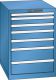 Schubladenschrank 7 Schubladen 564x725x800 RAL 5019 Lista 27x36E 78.134.040