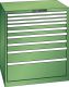 Schubladenschrank 9 Schubladen 870x725x1000 RAL 6011 Lista 45x36E 78.702.030