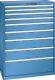 Schubladenschrank 9 Schubladen 1023x572x1450 RAL 5019 Lista 54x27E 78.769.040